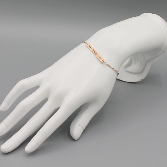 Jewelry bracelet bar Be Brave courage rose gold tone minimalist modern new - Picture 3 of 5